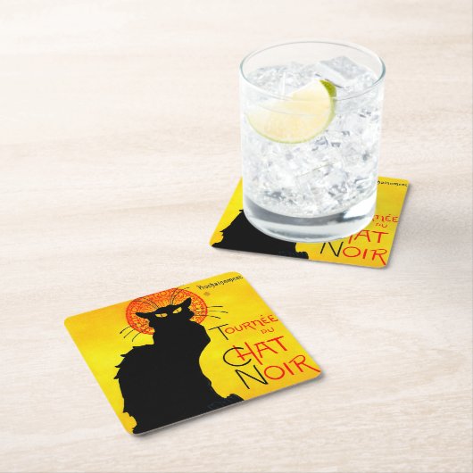 Le Chat Noir Vintag Rechteckiger Pappuntersetzer (Vor Ort)