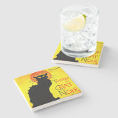 Le Chat Noir Vintag Steinuntersetzer (Seitenansicht)