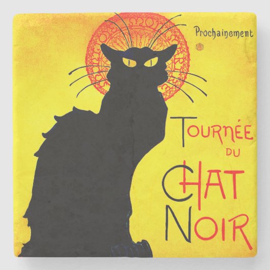Le Chat Noir Vintag Steinuntersetzer (Vorderseite)