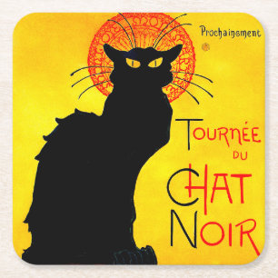 Le Chat Noir Vintage Rechteckiger Pappuntersetzer