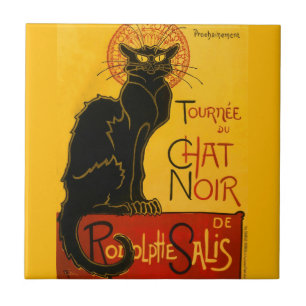 Le Chat Noir Vintage Schwarzkatze Jugendstil Fliese
