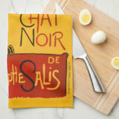 Le Chat Noir Vintage Schwarzkatze Jugendstil Handtuch (Viertel Falte)