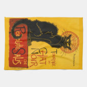 Le Chat Noir Vintage Schwarzkatze Jugendstil Handtuch (Horizontal)