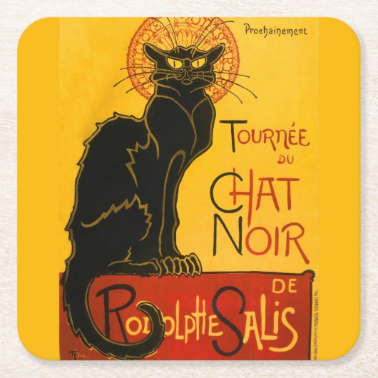 Le Chat Noir Vintage Schwarzkatze Jugendstil Rechteckiger Pappuntersetzer (Vorderseite)