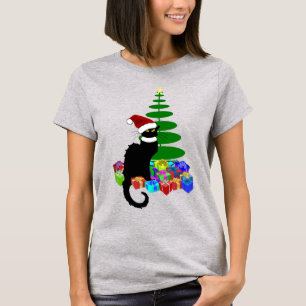 Le Chat Noir Weihnachtsmannmütze Weihnachten T-Shirt