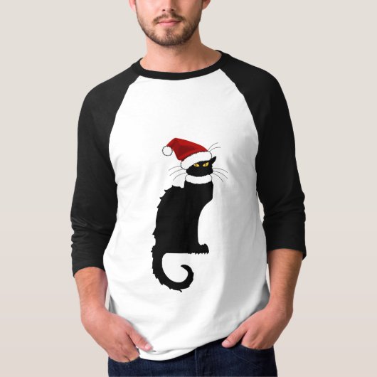 Le Chat Noir Weihnachtsmannmütze Weihnachten T-Shirt (Vorderseite)