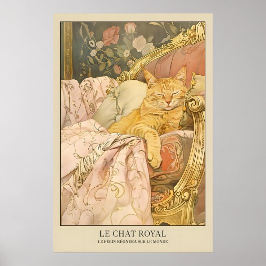 Le Chat Royal Cat Art Print French Style Feline Poster (Vorne)