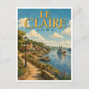 Le Claire Iowa Mississippi River GeoSaga Postkarte