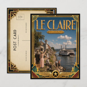Le Claire Iowa Vintage Art Deco Goldenes Zeitalter Postkarte