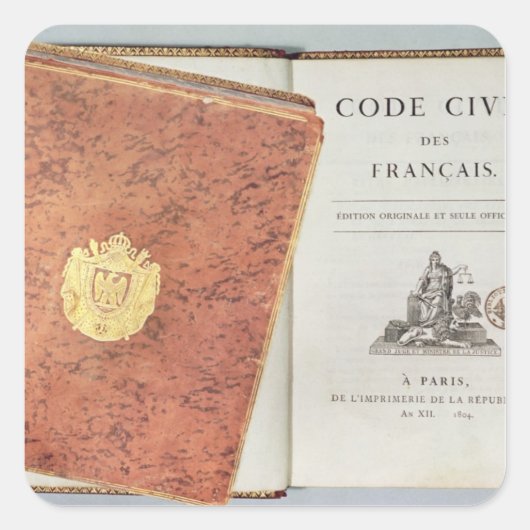 Le Code Zivil des Francais' Quadratischer Aufkleber (Vorderseite)