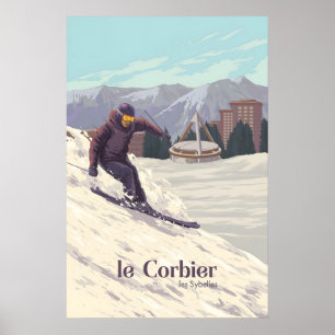 Le Corbier Skigebiet Frankreich Reiseplakat Poster
