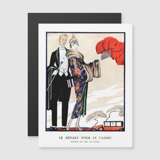 Le départ pour le casino by George Barbier Magnetkarte (Vorne/Hinten)