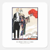 Le départ pour le casino by George Barbier Quadratischer Aufkleber (Vorderseite)