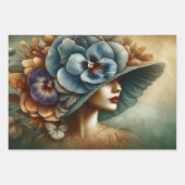 Le Femme Blue Pansy Decoupage Wrapping Geschenkpap Geschenkpapier Set (Vorderseite)