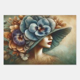 Le Femme Blue Pansy Decoupage Wrapping Geschenkpap Geschenkpapier Set