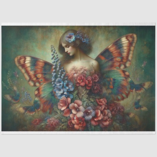 Le Femme Butterfly Beauty Fleur Decoupage Seidenpapier (Vorderseite)