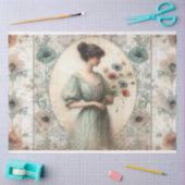 Le Femme Old World Floral Viktorianisch Decoupage Seidenpapier (Basteln)