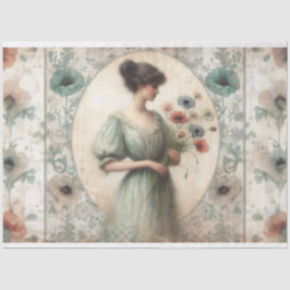 Le Femme Old World Floral Viktorianisch Decoupage Seidenpapier