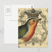 Le Fleur Crowned Bird Postkarte (Vorne/Hinten)