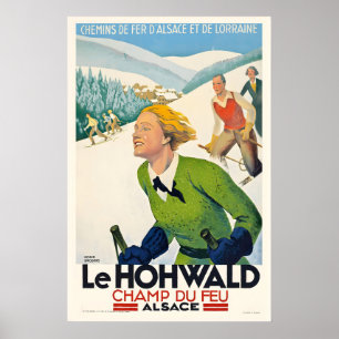 Le Hohwald Champ du Feu Elsass Vintage Skiplakat Poster