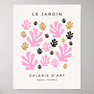 Le Jardin 01 Botanisches Rosa und Gold Moderne Blä Poster