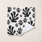 Le Jardin 02 Botanical Schwarz-weiß Modern Blätter Badhandtuch Set (Waschlappen)