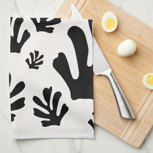 Le Jardin 02 Botanical Schwarz-weiß Modern Blätter Geschirrtuch (Viertel Falte)