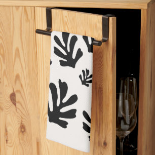 Le Jardin 02 Botanical Schwarz-weiß Modern Blätter Geschirrtuch