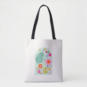Le Jardin 03 Abstrakte Blumen Grün Rosa Blüten Tasche
