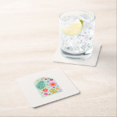 Le Jardin 03 Abstrakte Blumengrün-rosa Blume Rechteckiger Pappuntersetzer (Vor Ort)