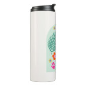 Le Jardin 03 Abstrakte Blumengrün-rosa Blume Thermosbecher (Nach links gedreht)