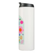 Le Jardin 03 Abstrakte Blumengrün-rosa Blume Thermosbecher (Nach rechts gedreht)