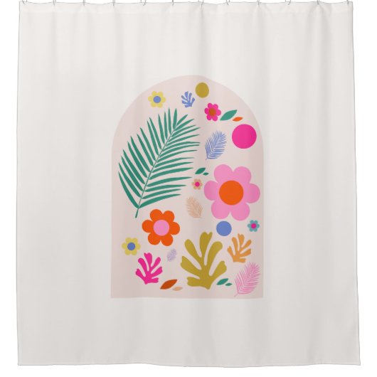 Le Jardin 04 Retro-Blume Modernes Flora Duschvorhang (Vorderseite)