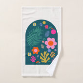 Le Jardin 05 Abstrakte Blume Navy Blue Floral Badhandtuch Set (Handtuch)