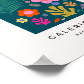 Le Jardin 05 Abstrakte Blume Navy Blue Floral Poster (Ecke)