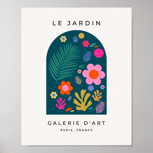 Le Jardin 05 Abstrakte Blume Navy Blue Floral Poster (Vorne)