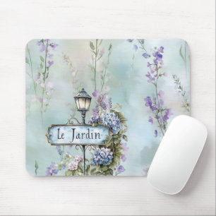 Le Jardin (der Garten) Hübsche violette Blumen Mousepad