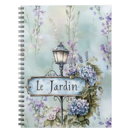 Le Jardin (der Garten) Hübsche violette Blumen Notizblock (Vorderseite)