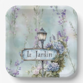 Le Jardin (der Garten) Hübsche violette Blumen Pappteller (Vorderseite)