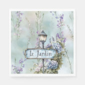 Le Jardin (der Garten) Hübsche violette Blumen Serviette (Vorderseite)