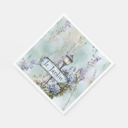 Le Jardin (der Garten) Hübsche violette Blumen Serviette (Ecke)