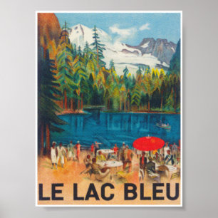 Le Lac Bleu Schweiz Vintage Travel Poster