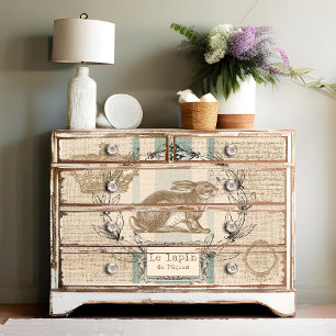 Le Lapin Burlap Osterrabit Französisch-Decoupage Seidenpapier