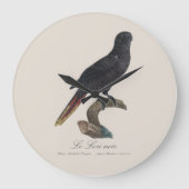 Le Lori noir / Black Lory Große Wanduhr (Vorderseite)