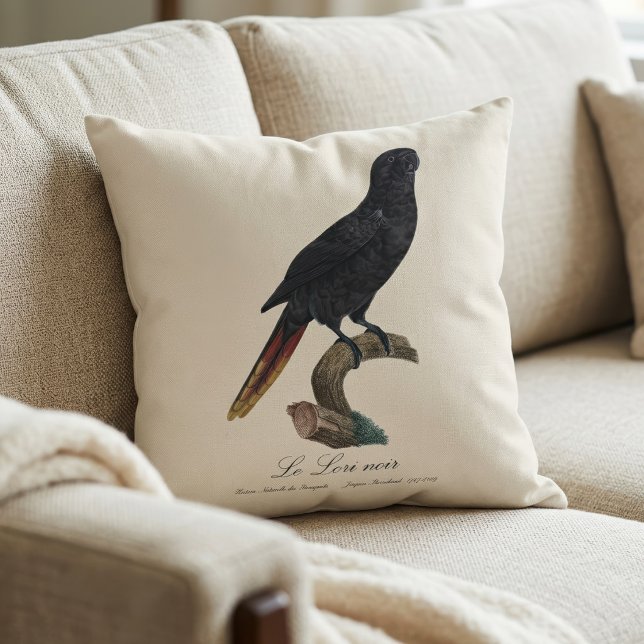 Le Lori noir / Black Lory Kissen (Black Lory or Red-Quilled Lory, Chalcopsitta atra. Throw Pillow)