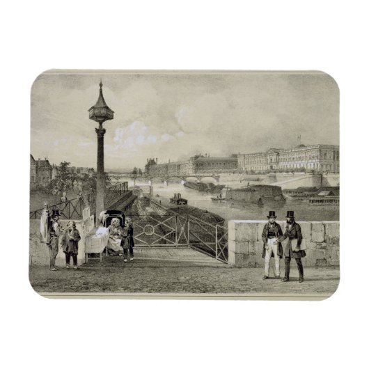 Le Louvre, graviert von Auguste Bry (Gravur) Magnet (Horizontal)