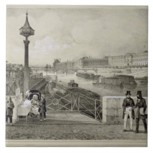 Le Louvre, graviert von Auguste Bry (Stich) Fliese