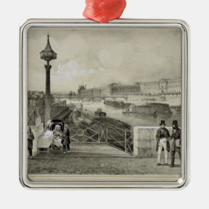 Le Louvre, graviert von Auguste Bry (Stich) Silbernes Ornament