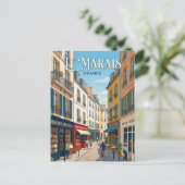 Le Marais Frankreich Postkarte (Stehend Vorderseite)