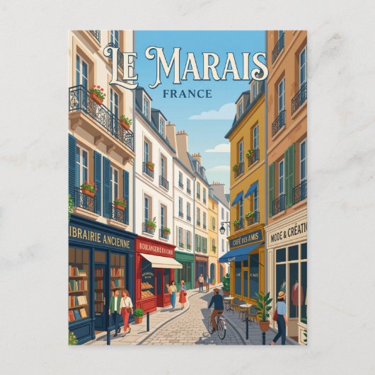 Le Marais Frankreich Postkarte (Vorderseite)